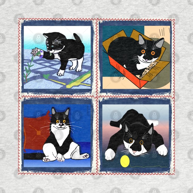 Cute Tuxedo Cat a patchwork kitty image  Copyright TeAnne by TeAnne